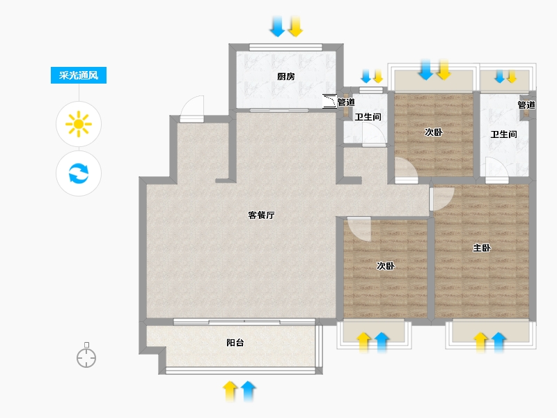 安徽省-芜湖市-伟星政务壹号-112.80-户型库-采光通风