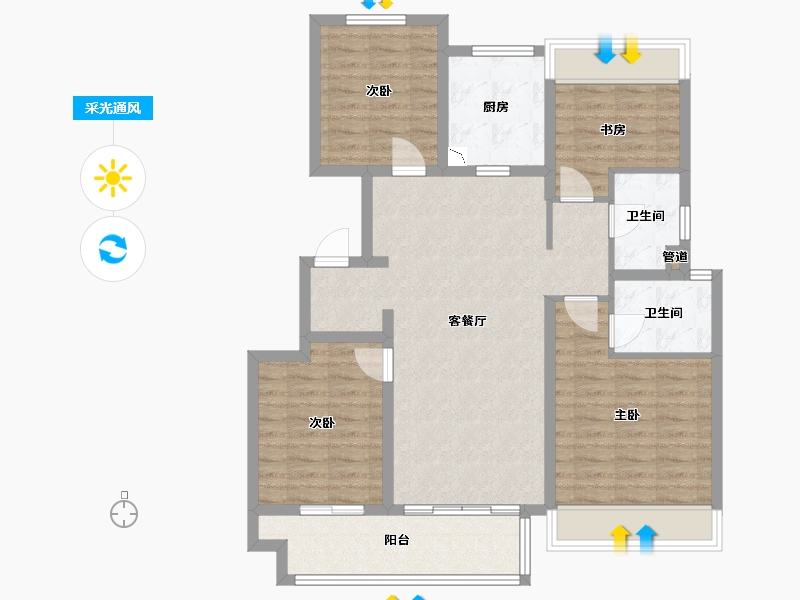 安徽省-芜湖市-伟星政务壹号-100.00-户型库-采光通风