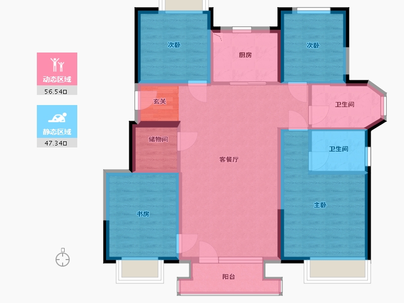 辽宁省-大连市-保利金地湖光山语-92.63-户型库-动静分区