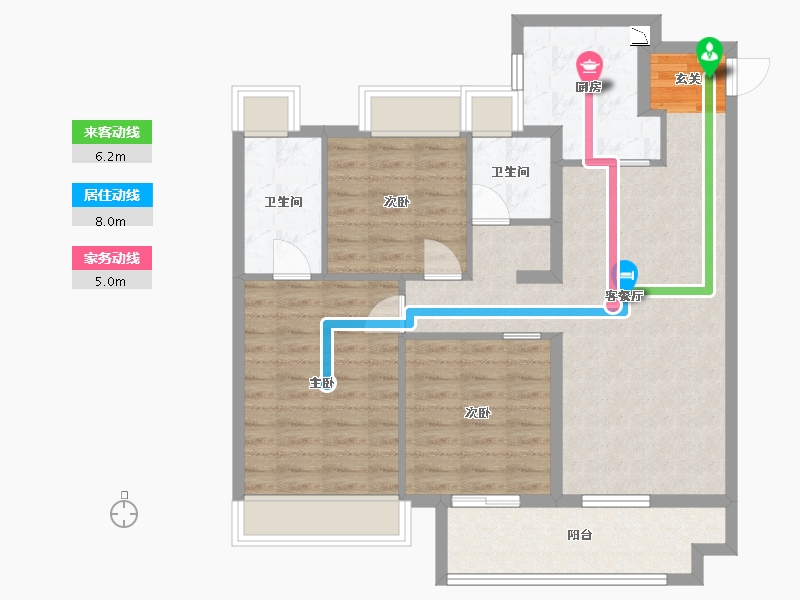 江苏省-南通市-万科・时代之光-89.60-户型库-动静线