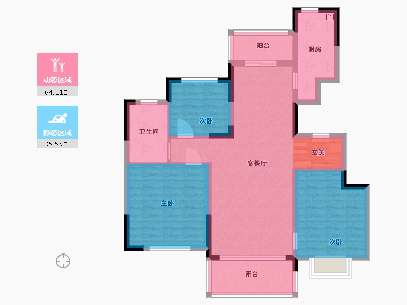 江苏省-南通市-南通恒大林语郡-88.80-户型库-动静分区