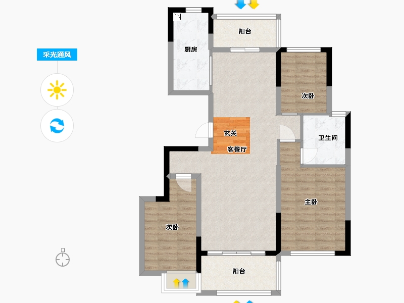 江苏省-南通市-南通恒大林溪郡-90.40-户型库-采光通风