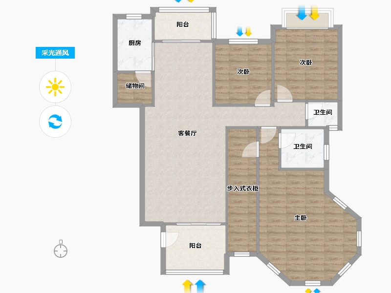 辽宁省-大连市-邻海园-118.72-户型库-采光通风