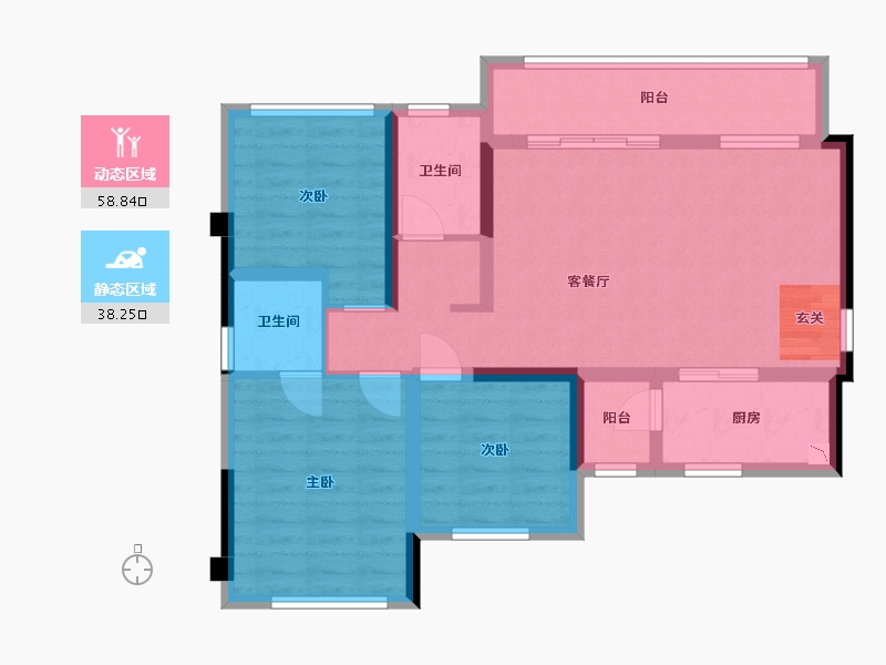 四川省-宜宾市-正黄・翡翠堂-86.07-户型库-动静分区