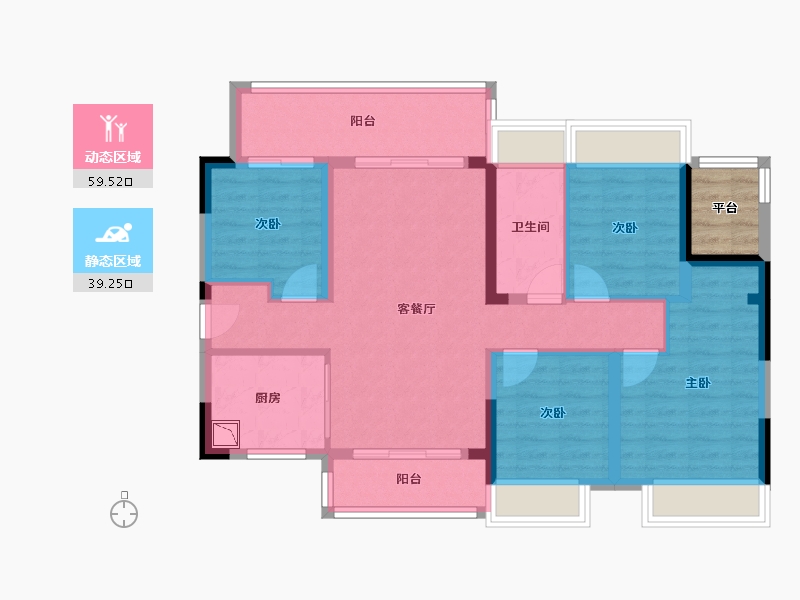 广东省-汕头市-博翠府-90.80-户型库-动静分区