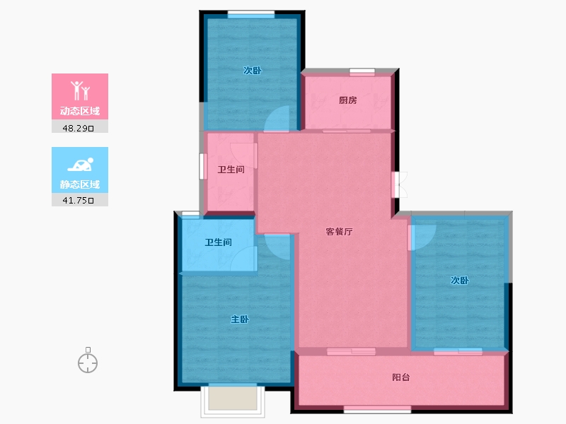 陕西省-西安市-蓝光长岛国际社区-80.48-户型库-动静分区