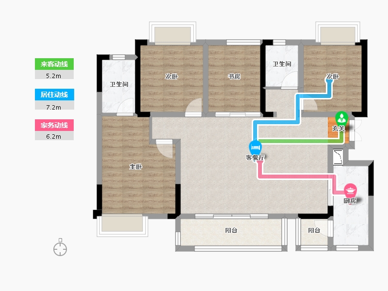 四川省-成都市-北辰鹿鸣院-100.40-户型库-动静线