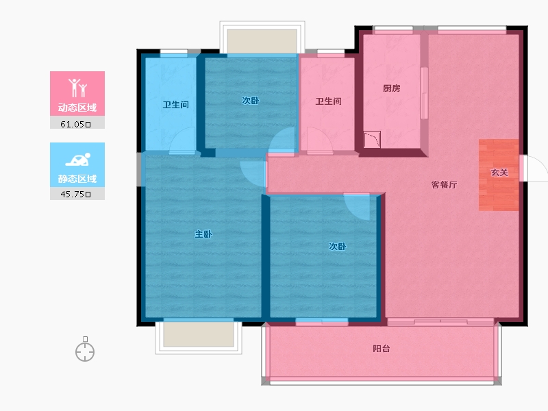 江苏省-无锡市-碧桂园南光城-95.63-户型库-动静分区