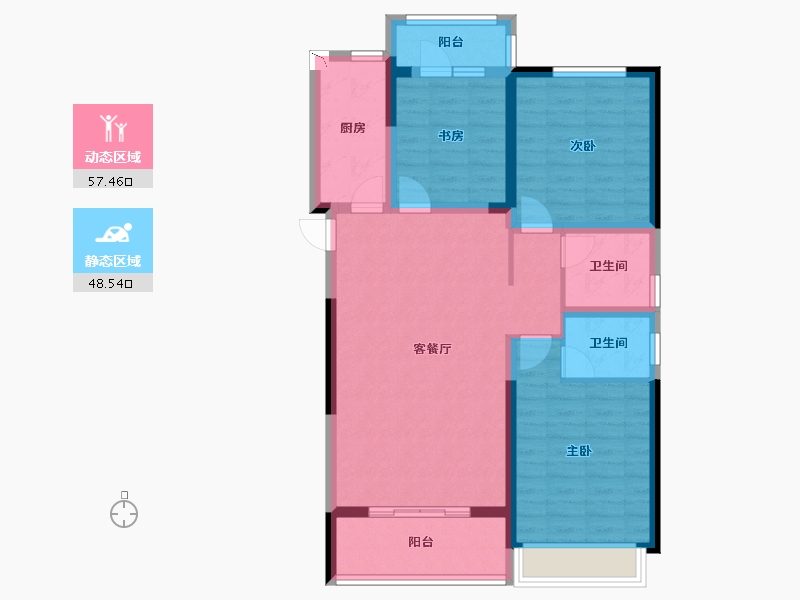 河南省-郑州市-郑地新港华苑-94.42-户型库-动静分区