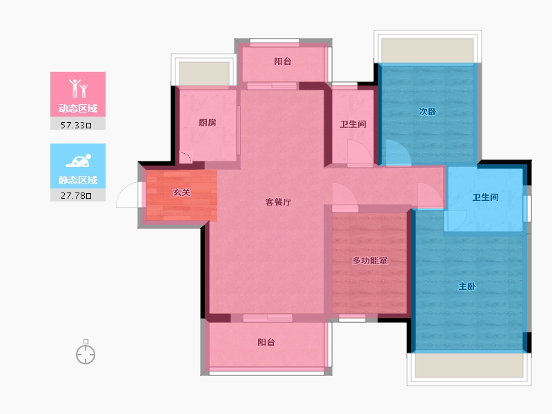 广东省-江门市-新会骏景湾・领誉-74.66-户型库-动静分区