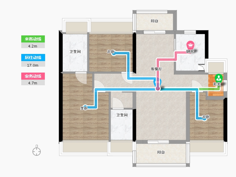 广东省-江门市-美的未来中心丨海棠公馆-82.05-户型库-动静线