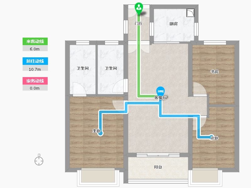 湖北省-武汉市-香澜水岸-75.63-户型库-动静线