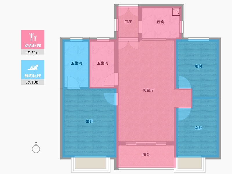 湖北省-武汉市-香澜水岸-75.63-户型库-动静分区