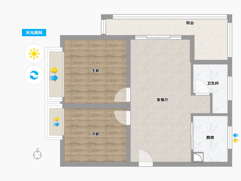 湖北省-宜昌市-九龙城-64.19-户型库-采光通风