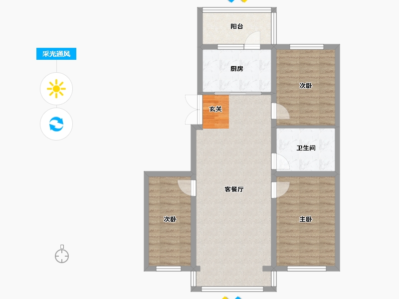 黑龙江省-绥化市-兴华尚品-85.57-户型库-采光通风