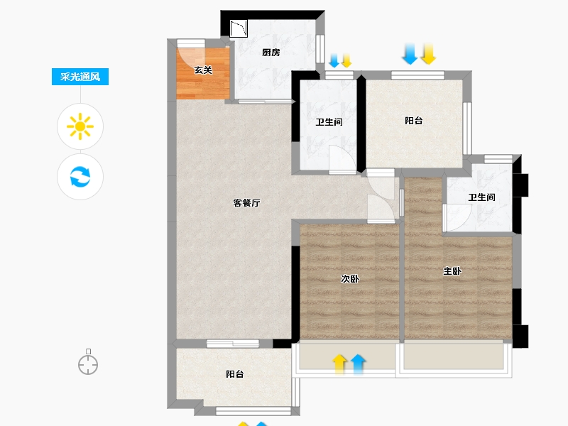 广东省-湛江市-湛江・远洋城-73.52-户型库-采光通风