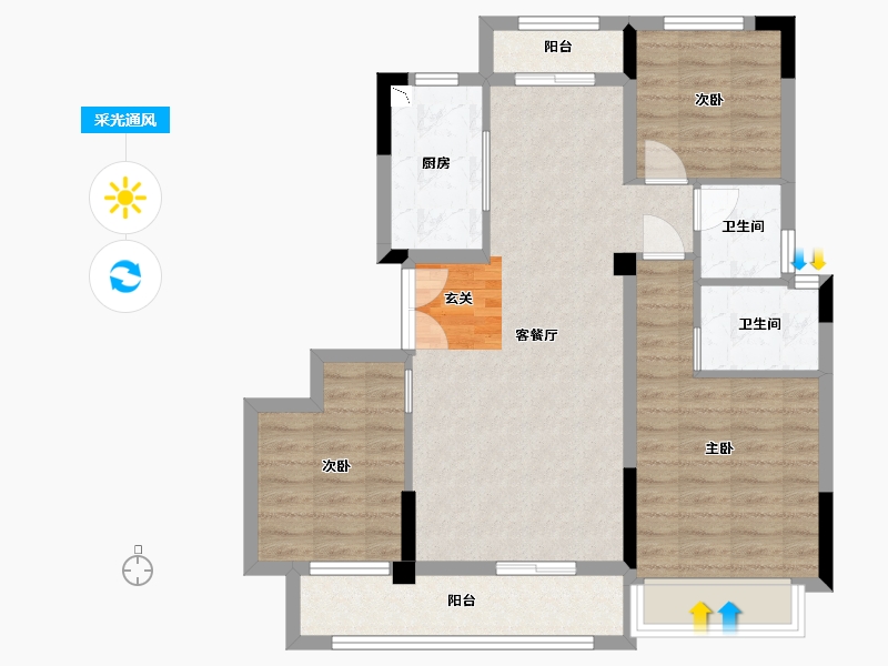 浙江省-衢州市-贝林・金誉府-84.00-户型库-采光通风