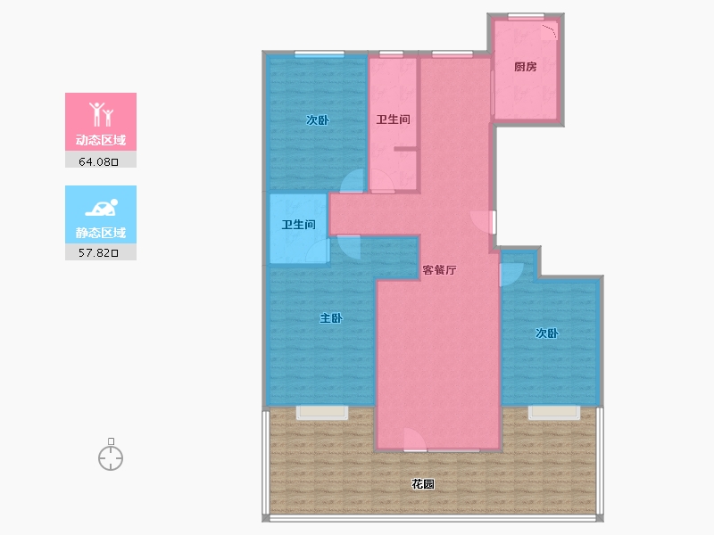 内蒙古自治区-呼和浩特市-金城百合-145.74-户型库-动静分区