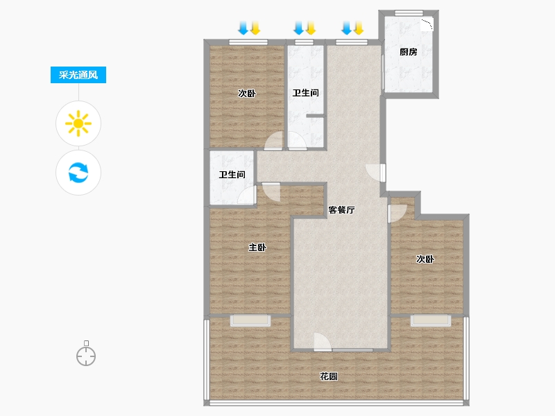 内蒙古自治区-呼和浩特市-金城百合-145.74-户型库-采光通风