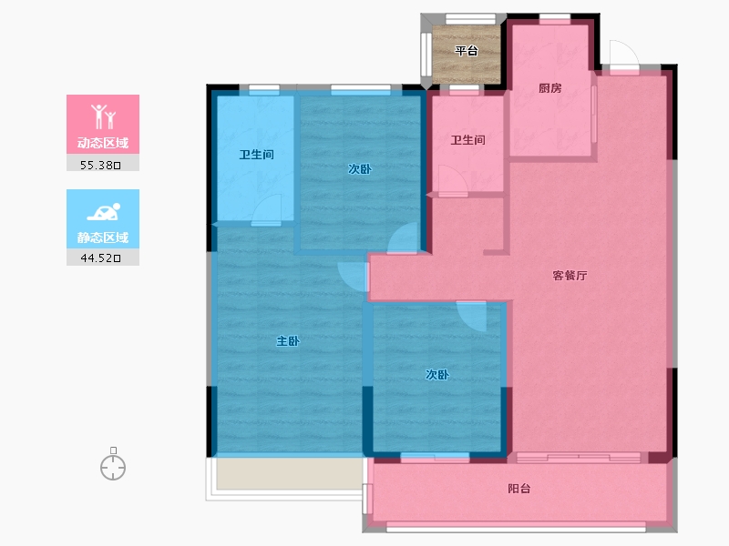 浙江省-温州市-弘阳上坤西湖四季-92.00-户型库-动静分区