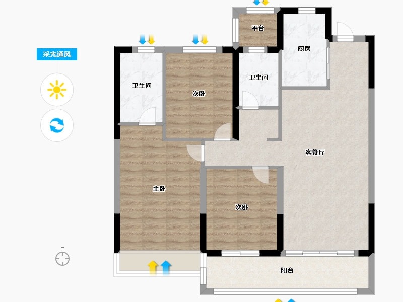 浙江省-温州市-弘阳上坤西湖四季-92.00-户型库-采光通风