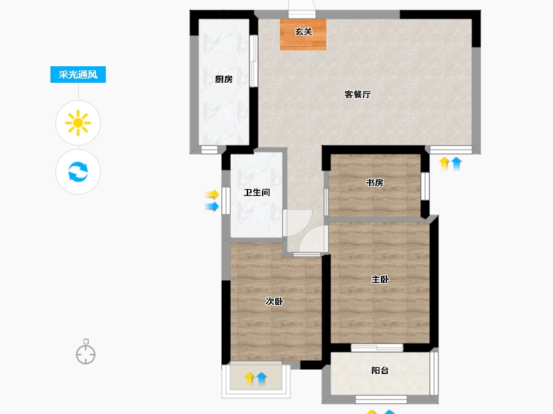 湖北省-武汉市-城投秀水青城-63.38-户型库-采光通风