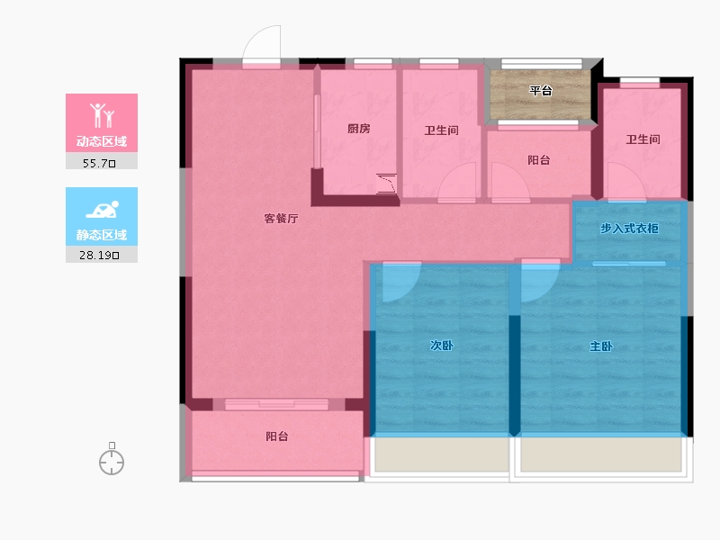 浙江省-温州市-招商德信博悦湾-76.80-户型库-动静分区