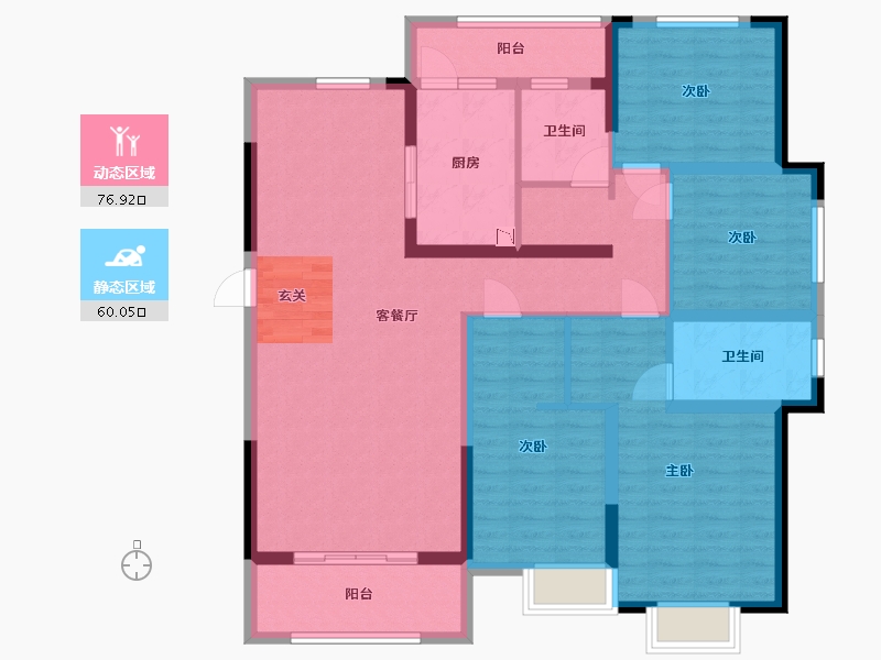 湖北省-武汉市-汉悦府坤�Z-122.04-户型库-动静分区