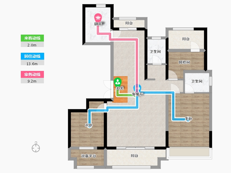 河南省-南阳市-新旭・京华府-107.69-户型库-动静线