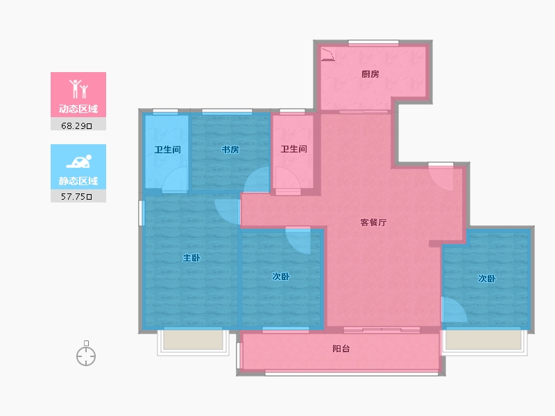 浙江省-温州市-万科星汇里-113.61-户型库-动静分区