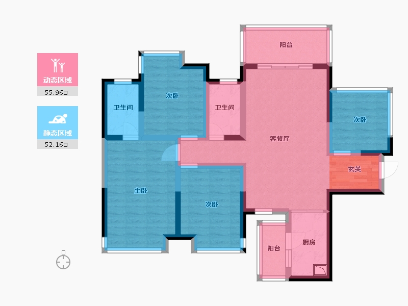 广西壮族自治区-钦州市-钦州・彰泰红-94.66-户型库-动静分区