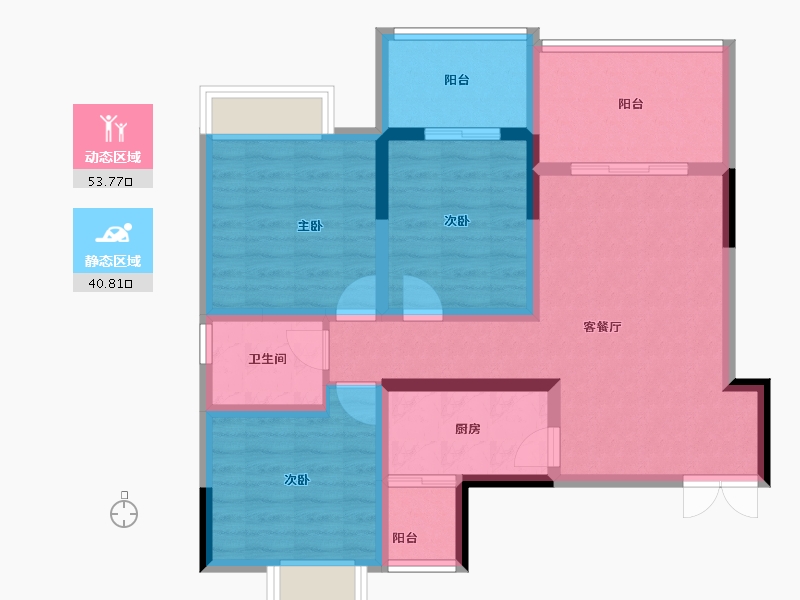 四川省-绵阳市-公园里-83.40-户型库-动静分区