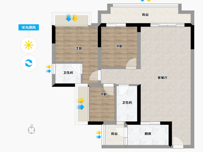 重庆-重庆市-泰吉滨江二期岭澜-83.41-户型库-采光通风