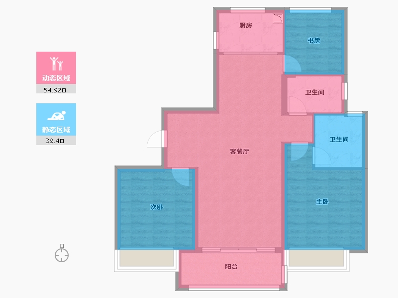 浙江省-温州市-华侨城欢乐天地-84.80-户型库-动静分区