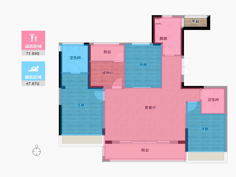 浙江省-温州市-时代瓯海壹品-111.20-户型库-动静分区