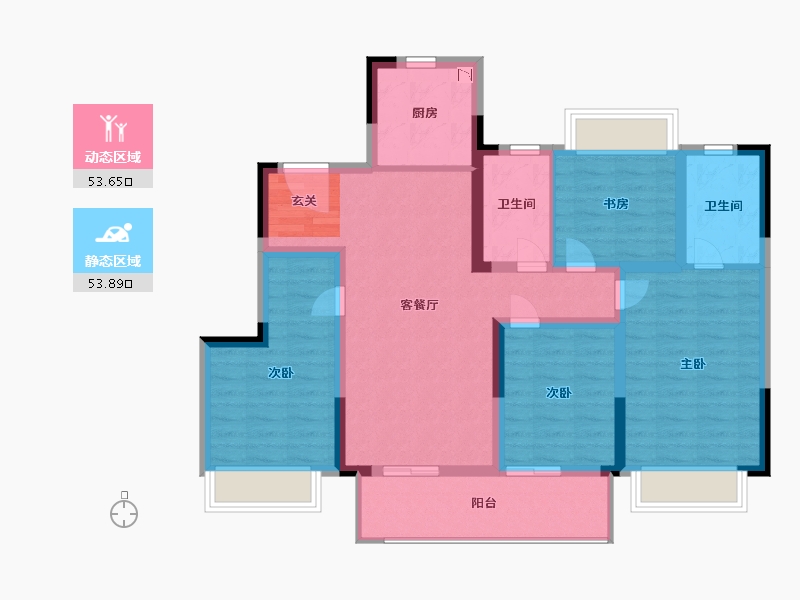 江苏省-常州市-桃李东方-95.20-户型库-动静分区