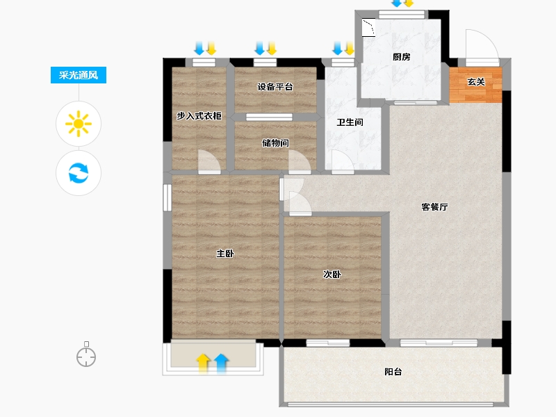 上海-上海市-广宇宝龙・澜湾府邸-89.81-户型库-采光通风