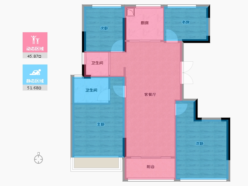 辽宁省-葫芦岛市-国鸿锦悦府-88.00-户型库-动静分区