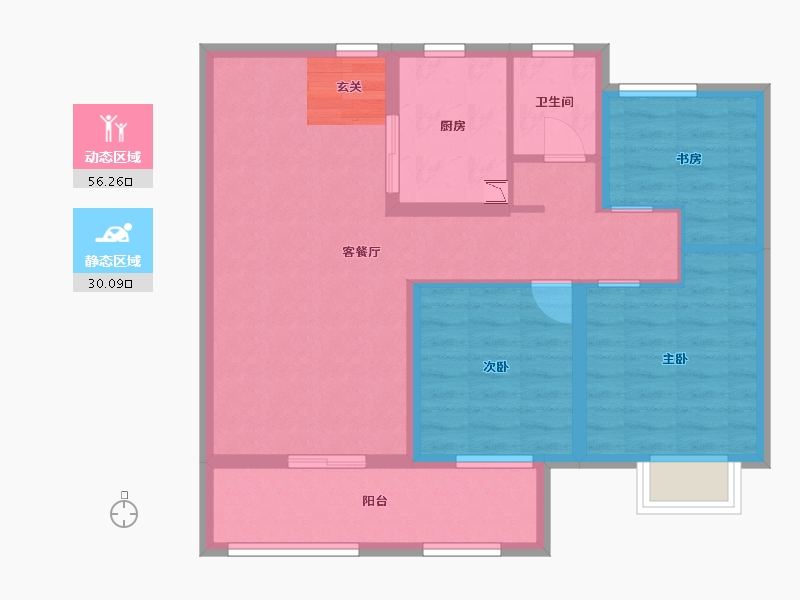 江苏省-常州市-锦凤合鸣-76.80-户型库-动静分区