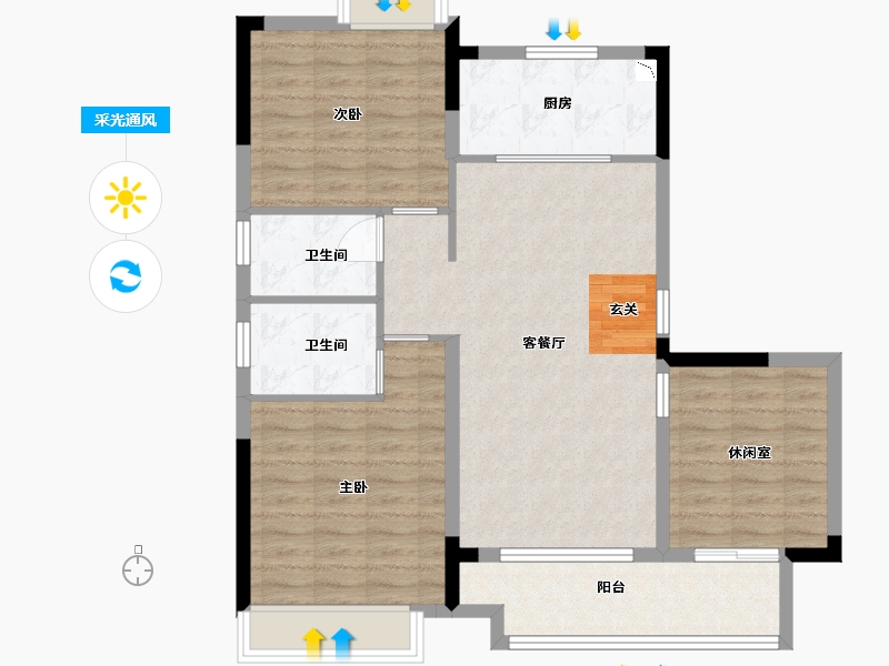 安徽省-蚌埠市-石榴湖山春晓-91.20-户型库-采光通风