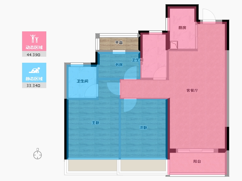 浙江省-温州市-龙湖龙誉城-71.29-户型库-动静分区