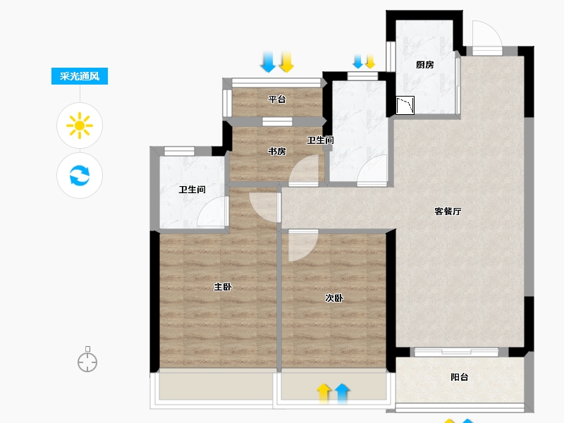 浙江省-温州市-龙湖龙誉城-71.29-户型库-采光通风