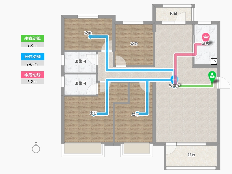 河北省-唐山市-碧桂园遵府-105.33-户型库-动静线