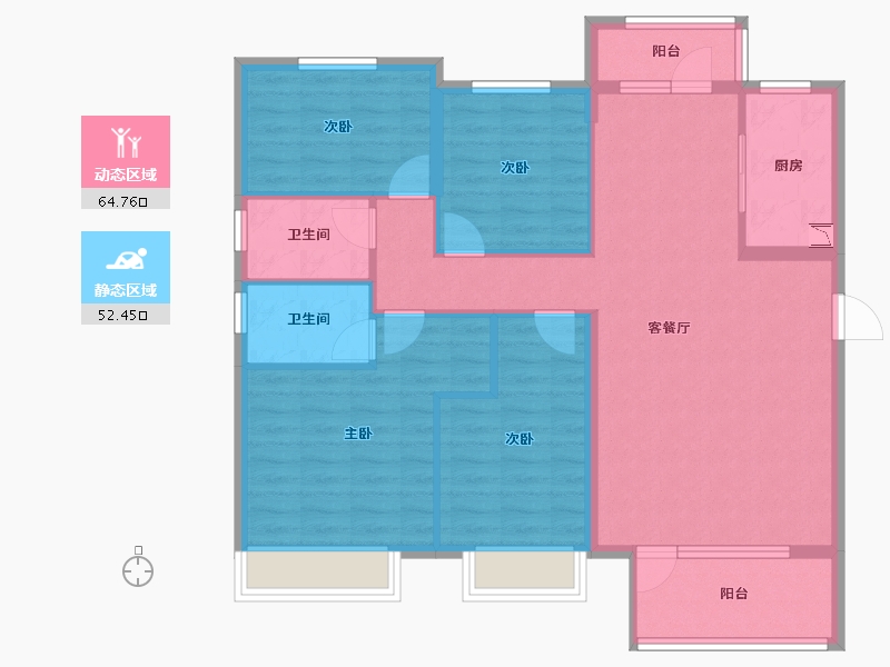 河北省-唐山市-碧桂园遵府-105.33-户型库-动静分区