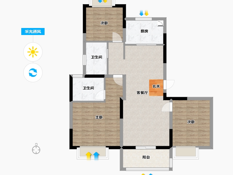 江苏省-常州市-紫云府-92.65-户型库-采光通风