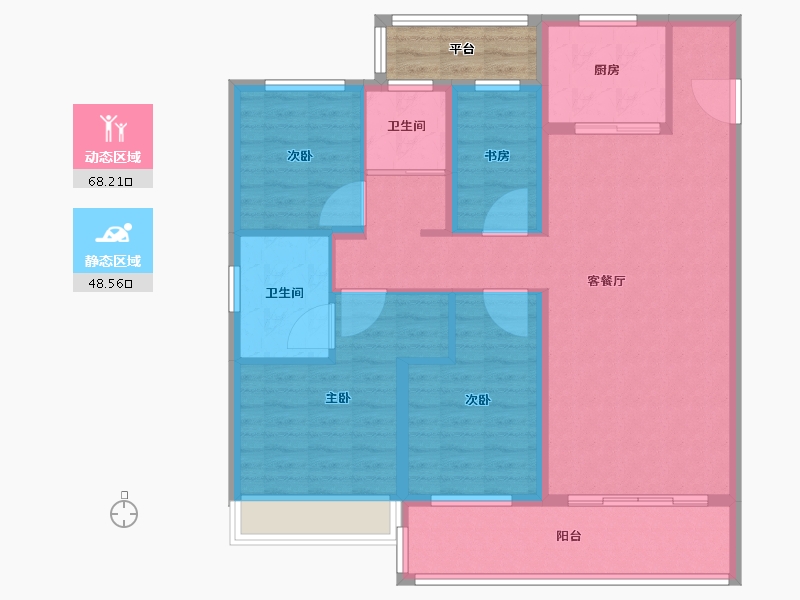 浙江省-温州市-温州万科古翠隐秀-108.80-户型库-动静分区