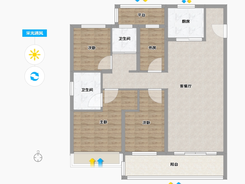 浙江省-温州市-温州万科古翠隐秀-108.80-户型库-采光通风