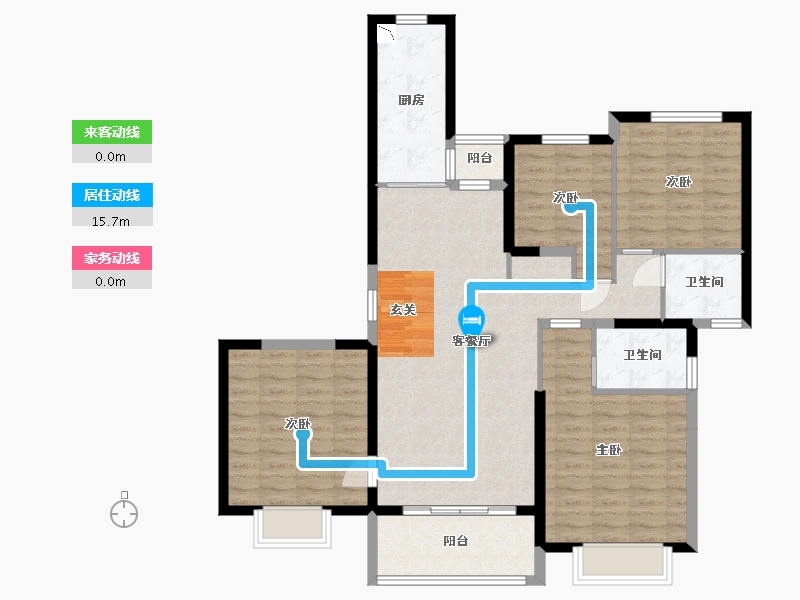 陕西省-渭南市-渭南恒大�B睿府-107.95-户型库-动静线