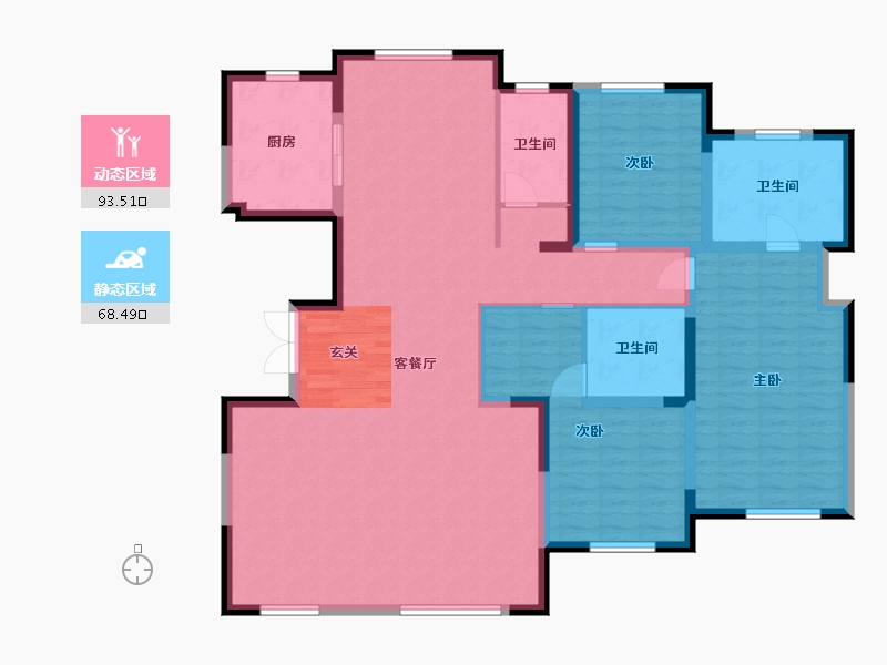 内蒙古自治区-包头市-锦天下-147.33-户型库-动静分区