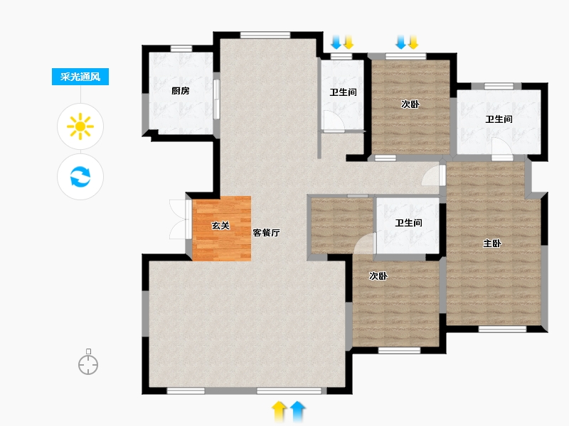 内蒙古自治区-包头市-锦天下-147.33-户型库-采光通风